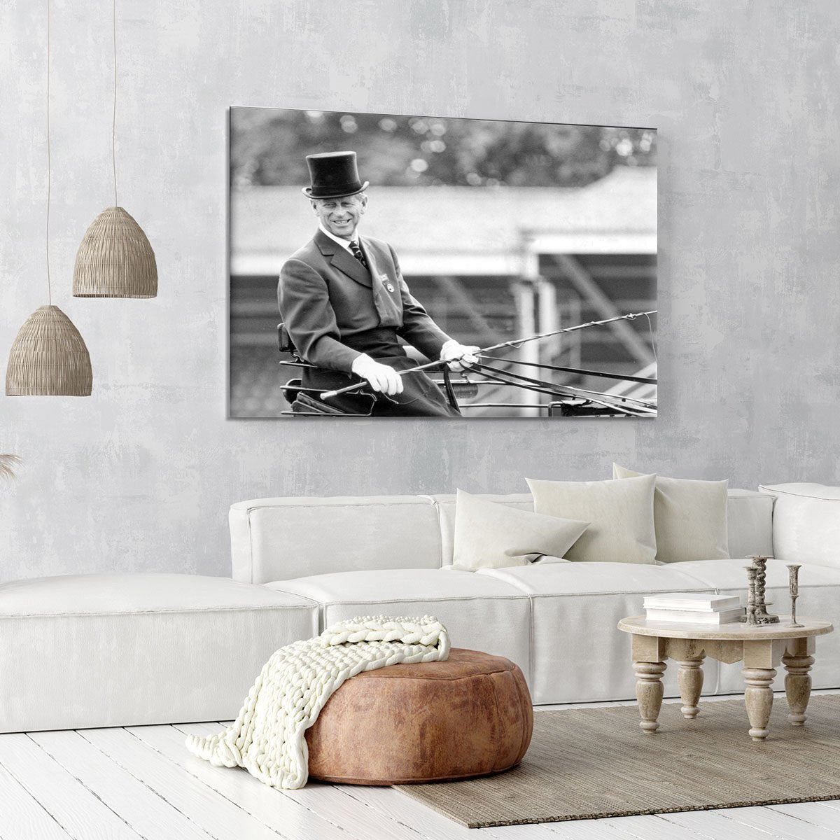 Prince Philip driving a carriage during a race at Ascot Canvas Print or Poster