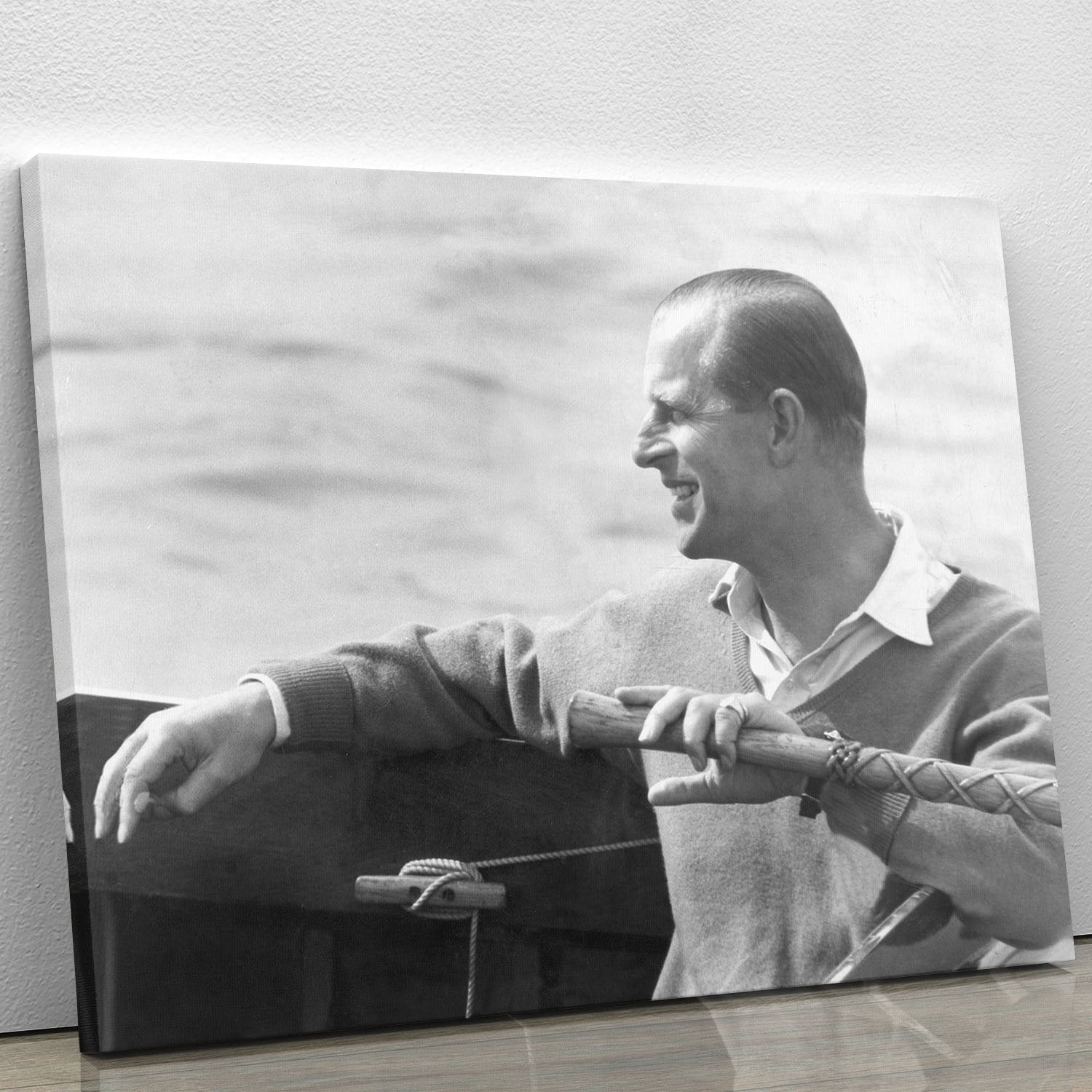 Prince Philip in a sailing race at Cowes Isle of Wight Canvas Print or Poster