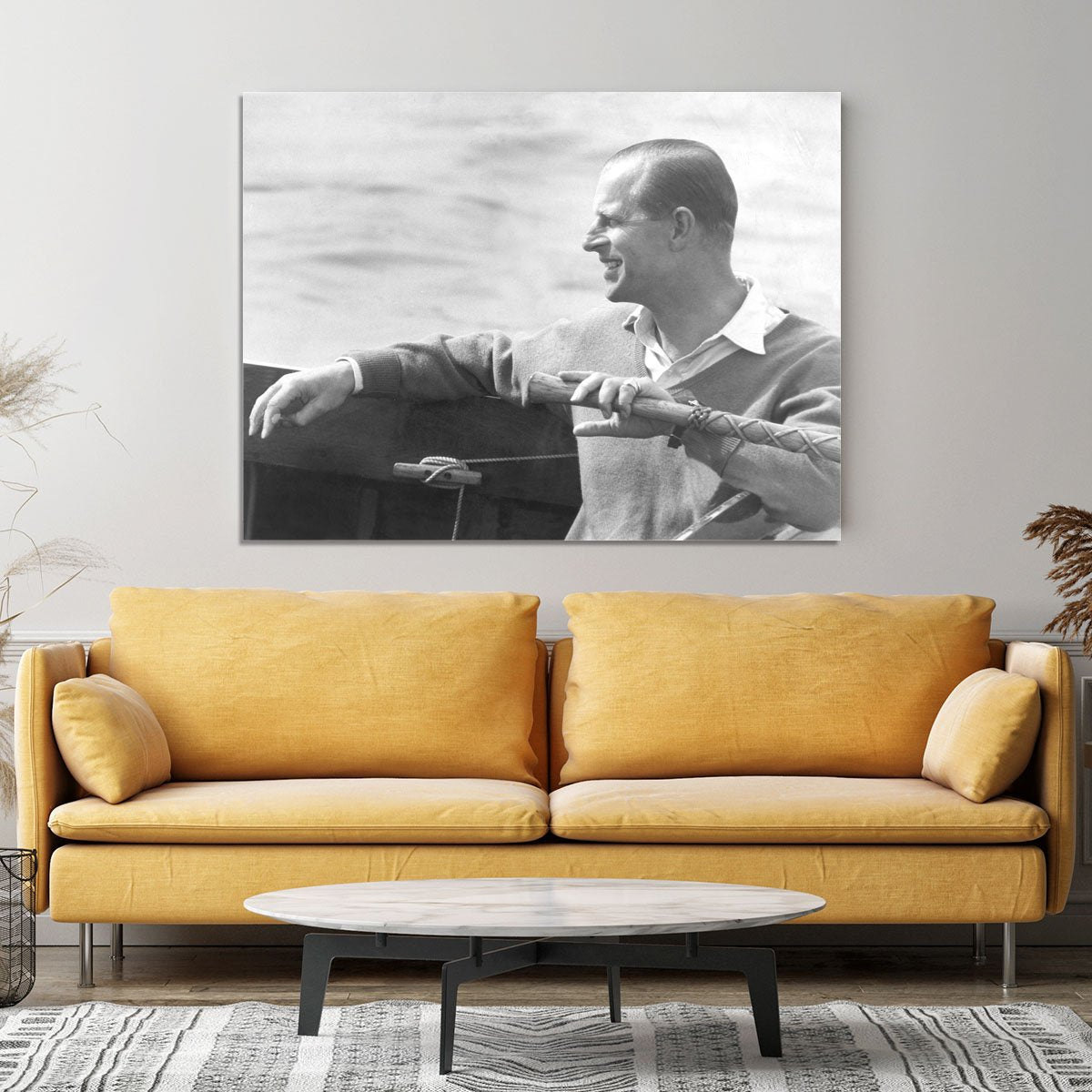 Prince Philip in a sailing race at Cowes Isle of Wight Canvas Print or Poster