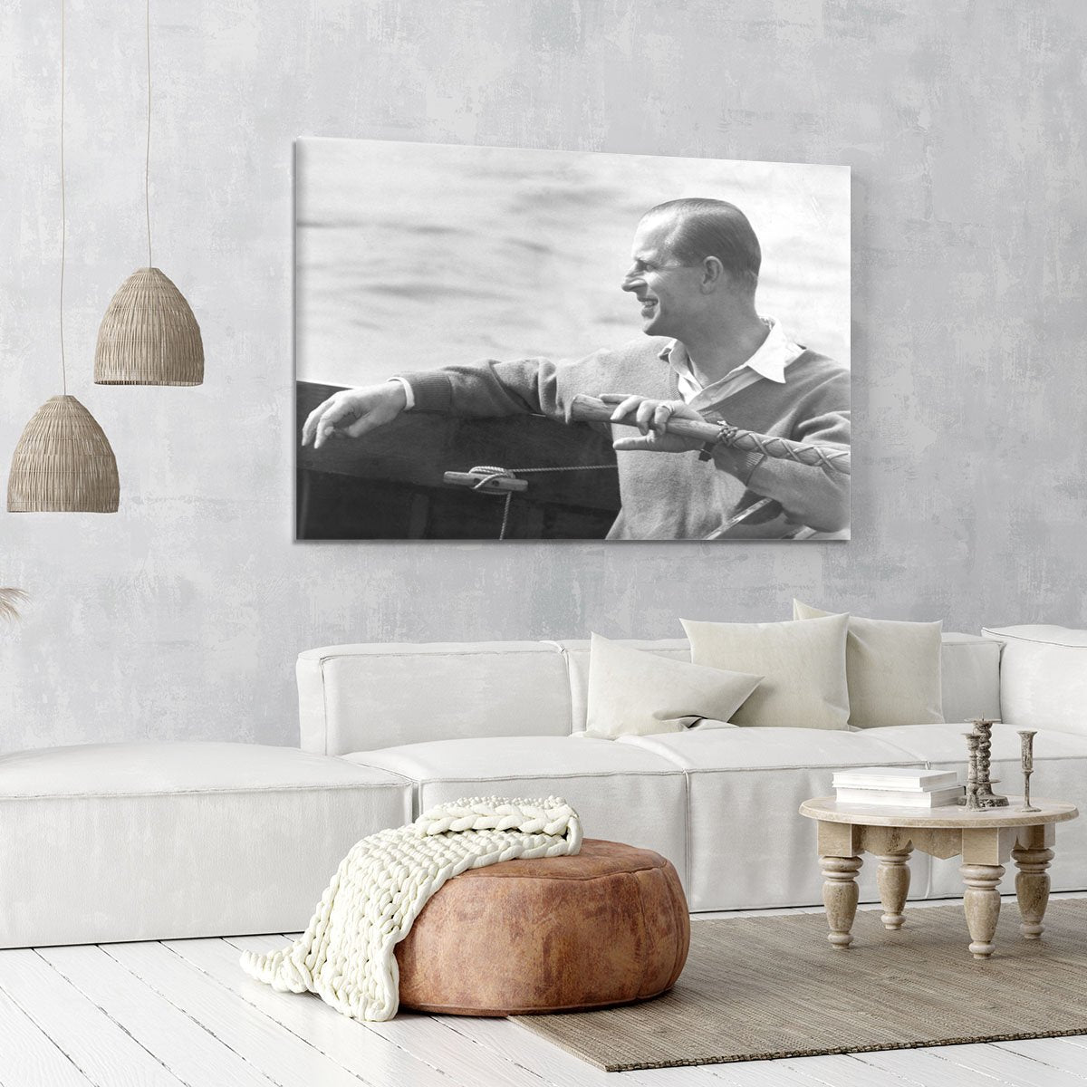 Prince Philip in a sailing race at Cowes Isle of Wight Canvas Print or Poster