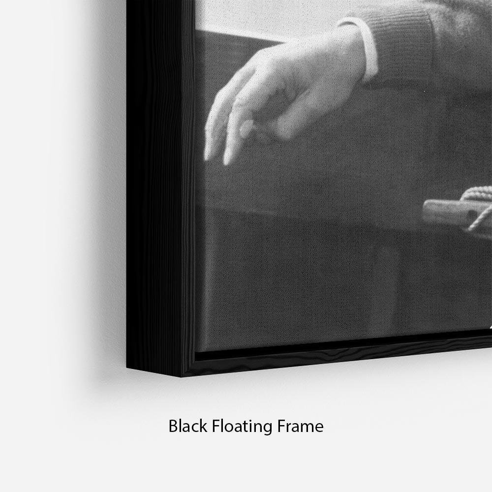 Prince Philip in a sailing race at Cowes Isle of Wight Floating Frame Canvas