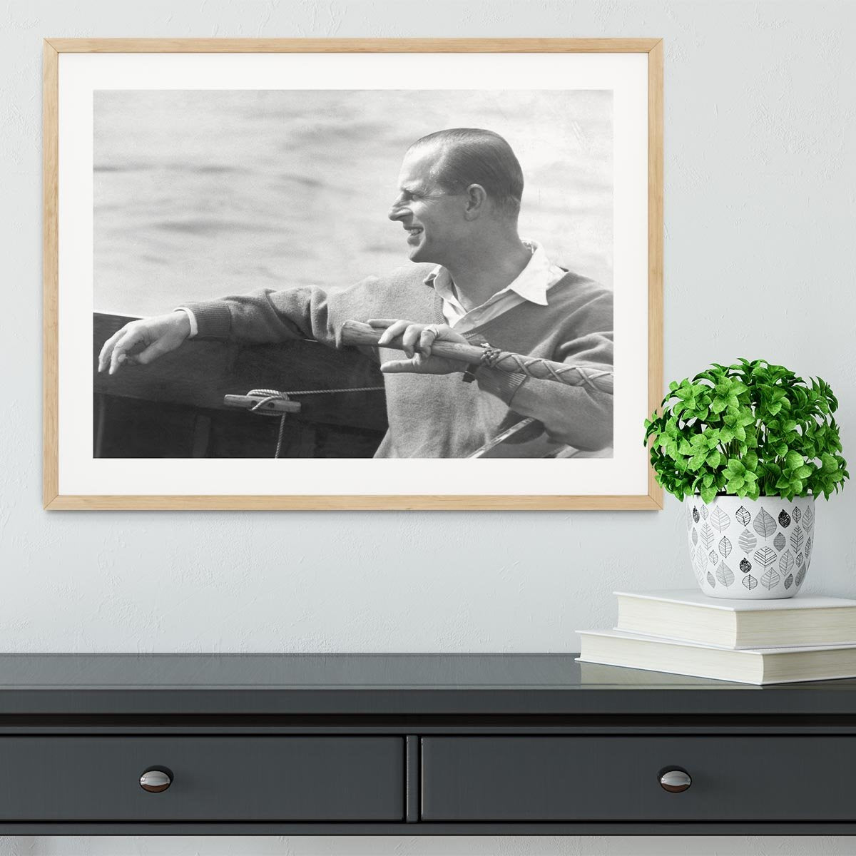 Prince Philip in a sailing race at Cowes Isle of Wight Framed Print - Canvas Art Rocks - 3