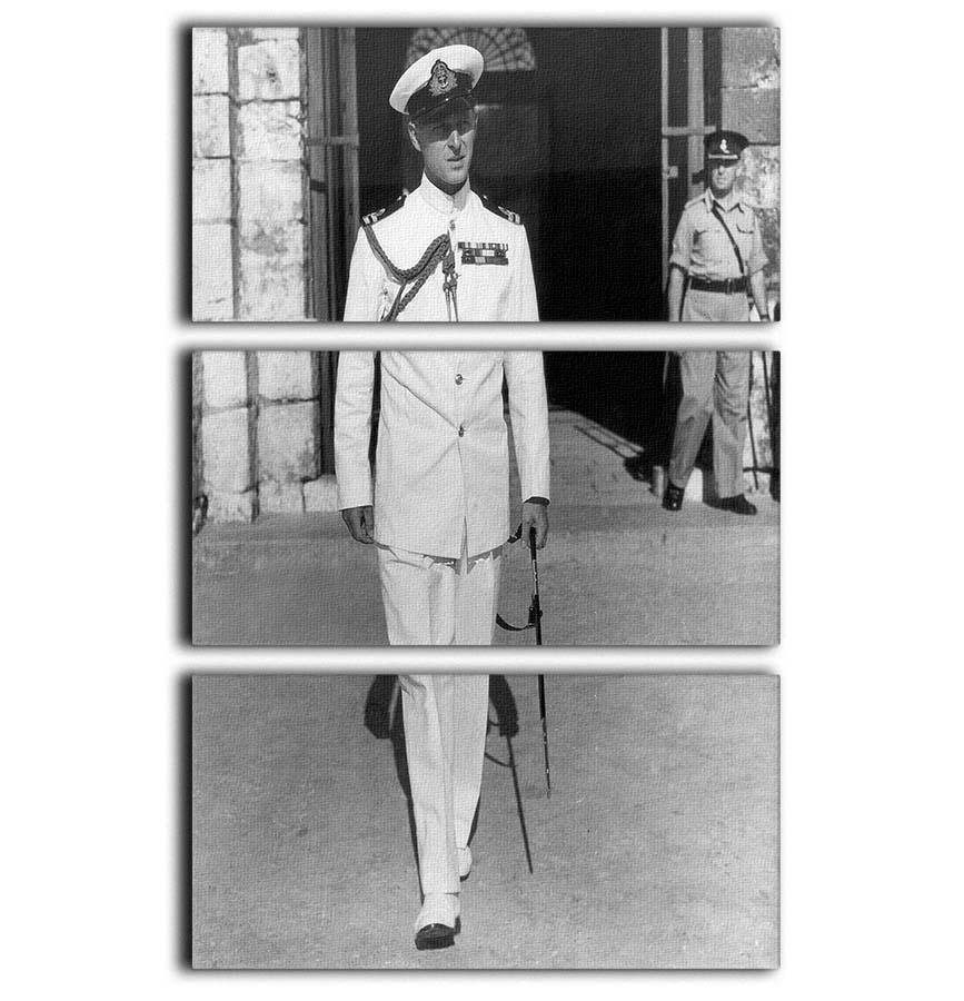Prince Philip in naval uniform in Malta 3 Split Panel Canvas Print - Canvas Art Rocks - 1