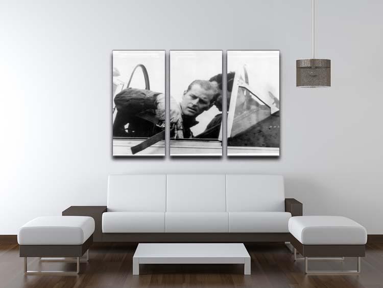 Prince Philip in the cockpit about to receive his RAF Wings 3 Split Panel Canvas Print - Canvas Art Rocks - 3