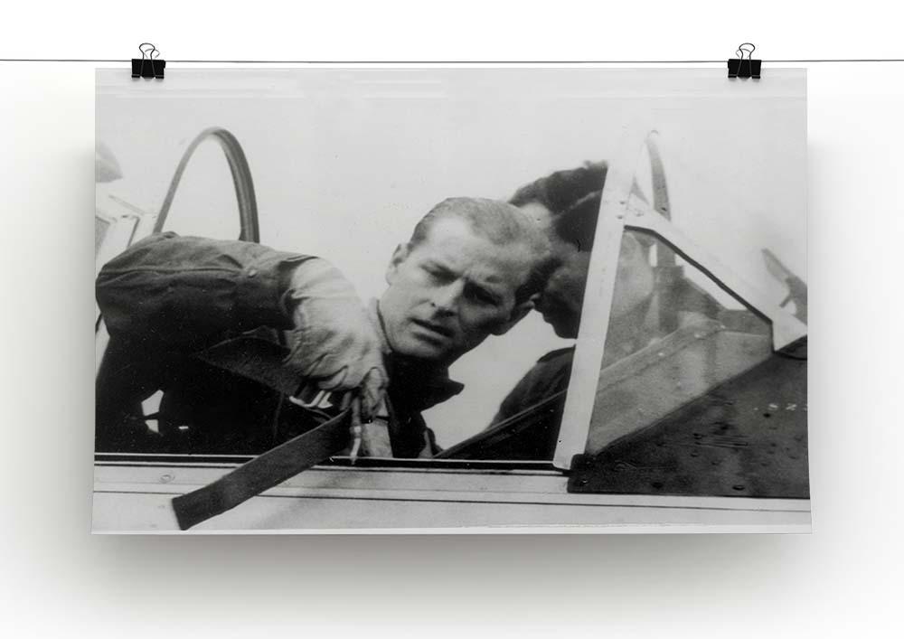 Prince Philip in the cockpit about to receive his RAF Wings Canvas Print or Poster - Canvas Art Rocks - 2