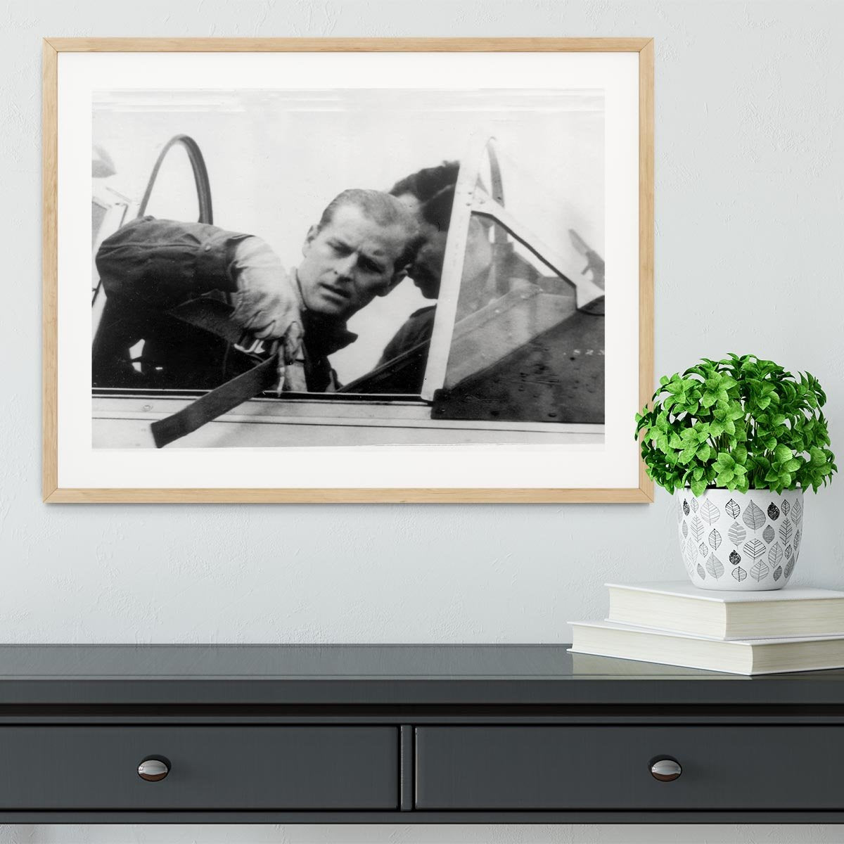 Prince Philip in the cockpit about to receive his RAF Wings Framed Print - Canvas Art Rocks - 3