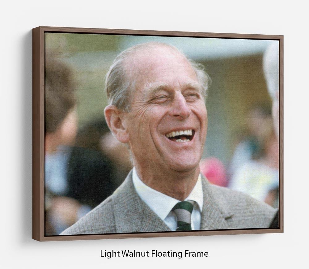Prince Philip laughing at the Royal Windsor Horse Show Floating Frame Canvas