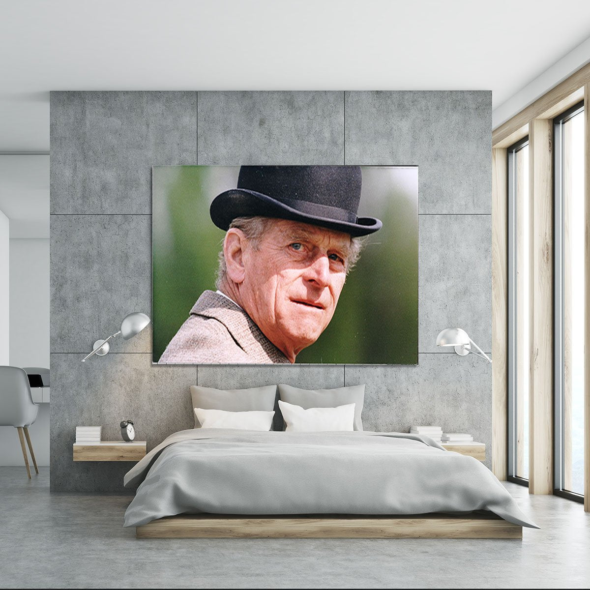 Prince Philip out riding in a black bowler hat Canvas Print or Poster