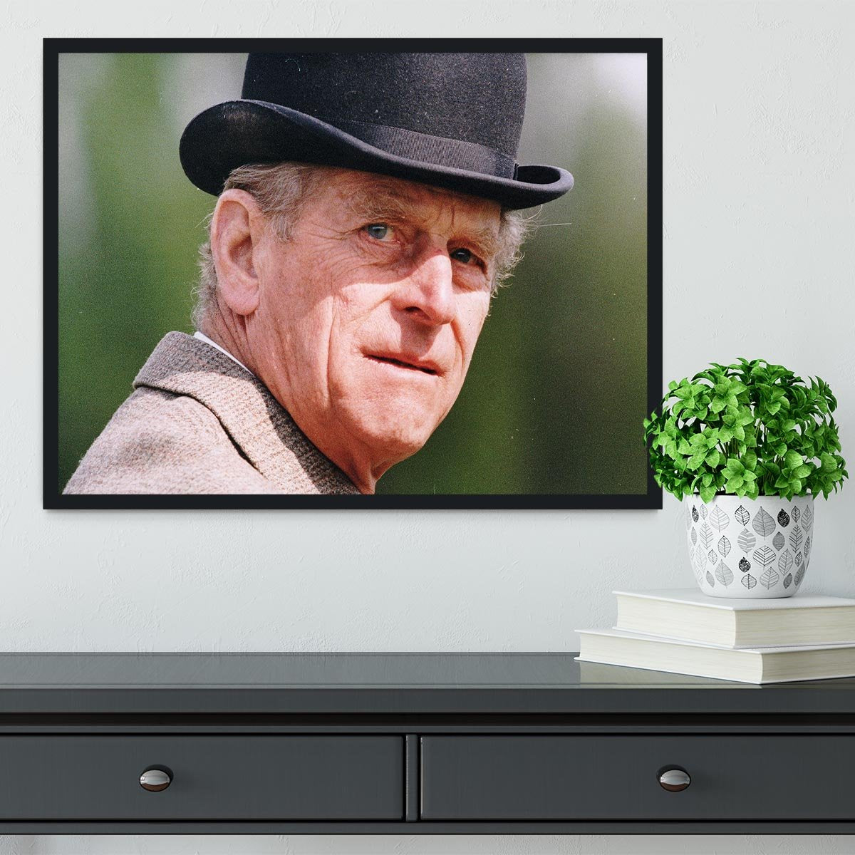 Prince Philip out riding in a black bowler hat Framed Print - Canvas Art Rocks - 2