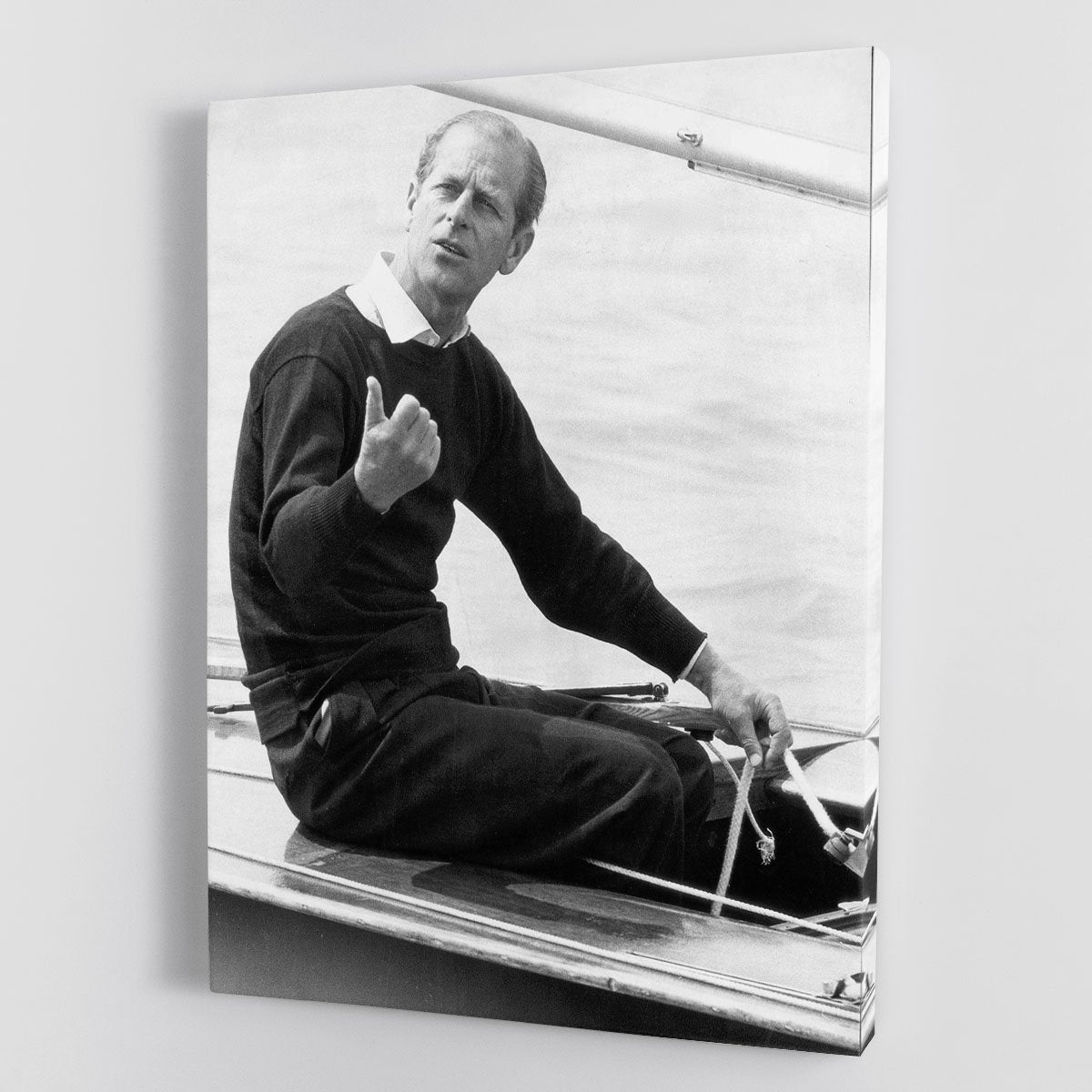 Prince Philip resting after racing at Cowes Isle of Wight Canvas Print or Poster