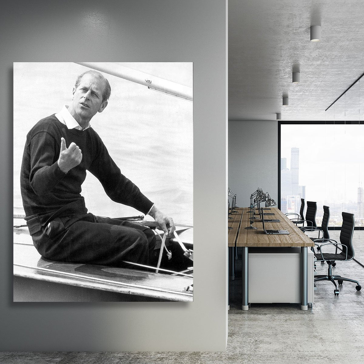 Prince Philip resting after racing at Cowes Isle of Wight Canvas Print or Poster