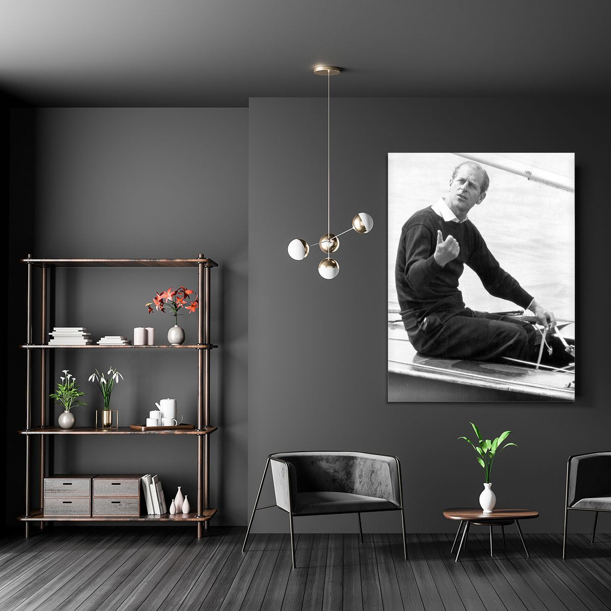 Prince Philip resting after racing at Cowes Isle of Wight Canvas Print or Poster