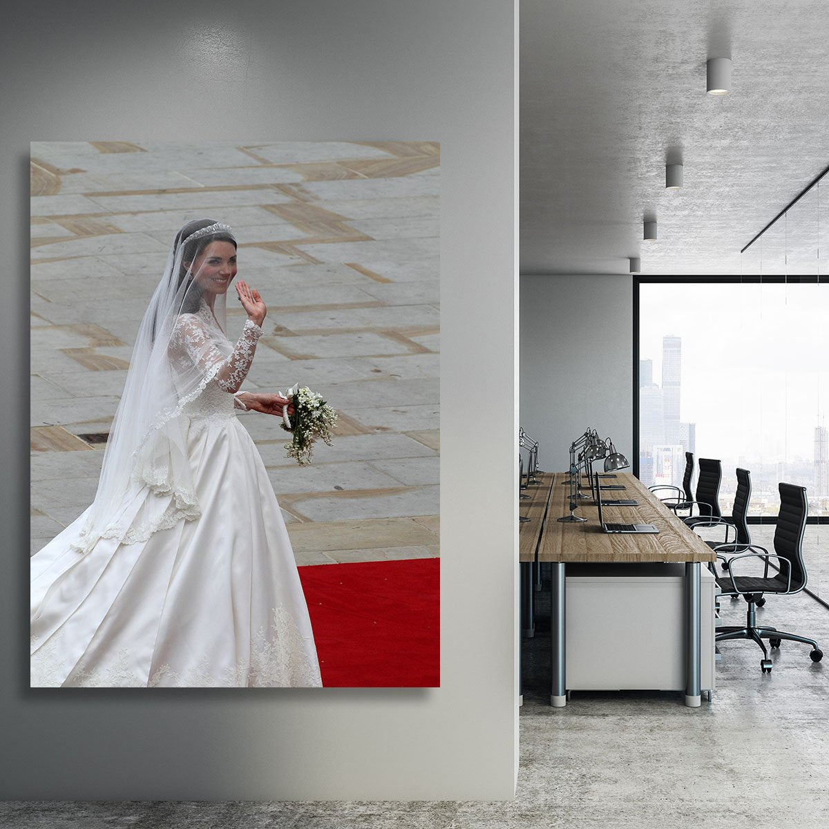 Prince William and Kate Kate the bride arrives at the Abbey Canvas Print or Poster