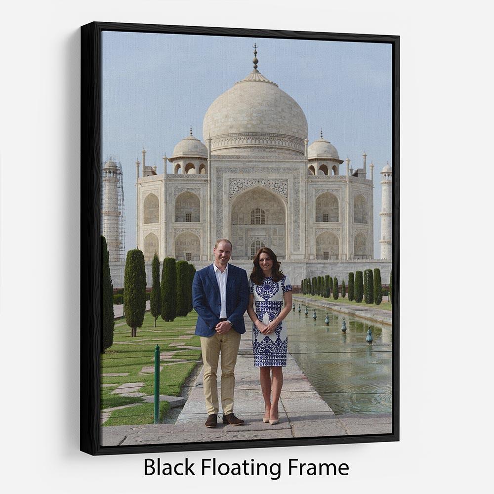 Prince William and Kate at the Taj Mahal India Floating Frame Canvas