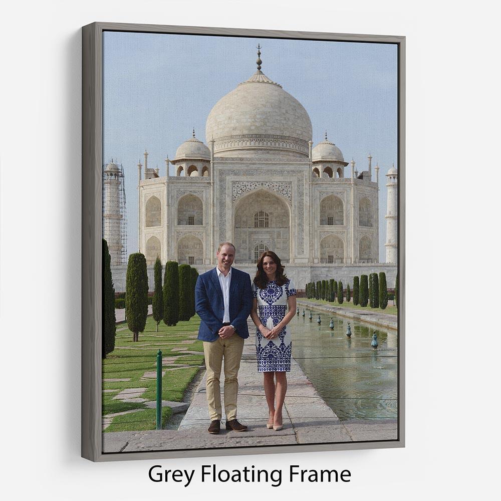 Prince William and Kate at the Taj Mahal India Floating Frame Canvas