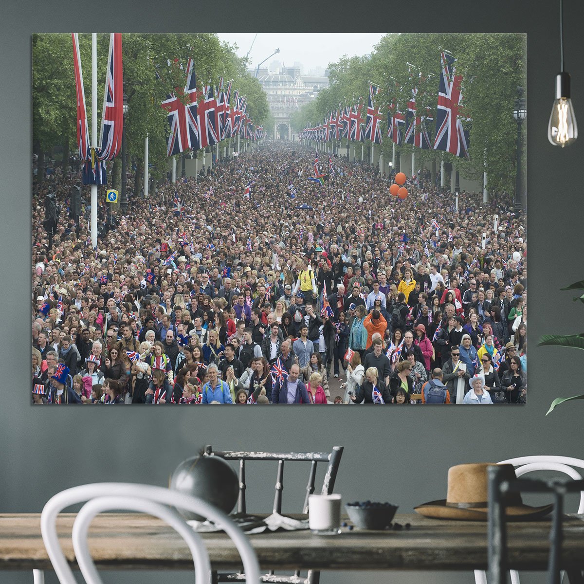 Prince William and Kate crowds for their wedding on The Mall Canvas Print or Poster