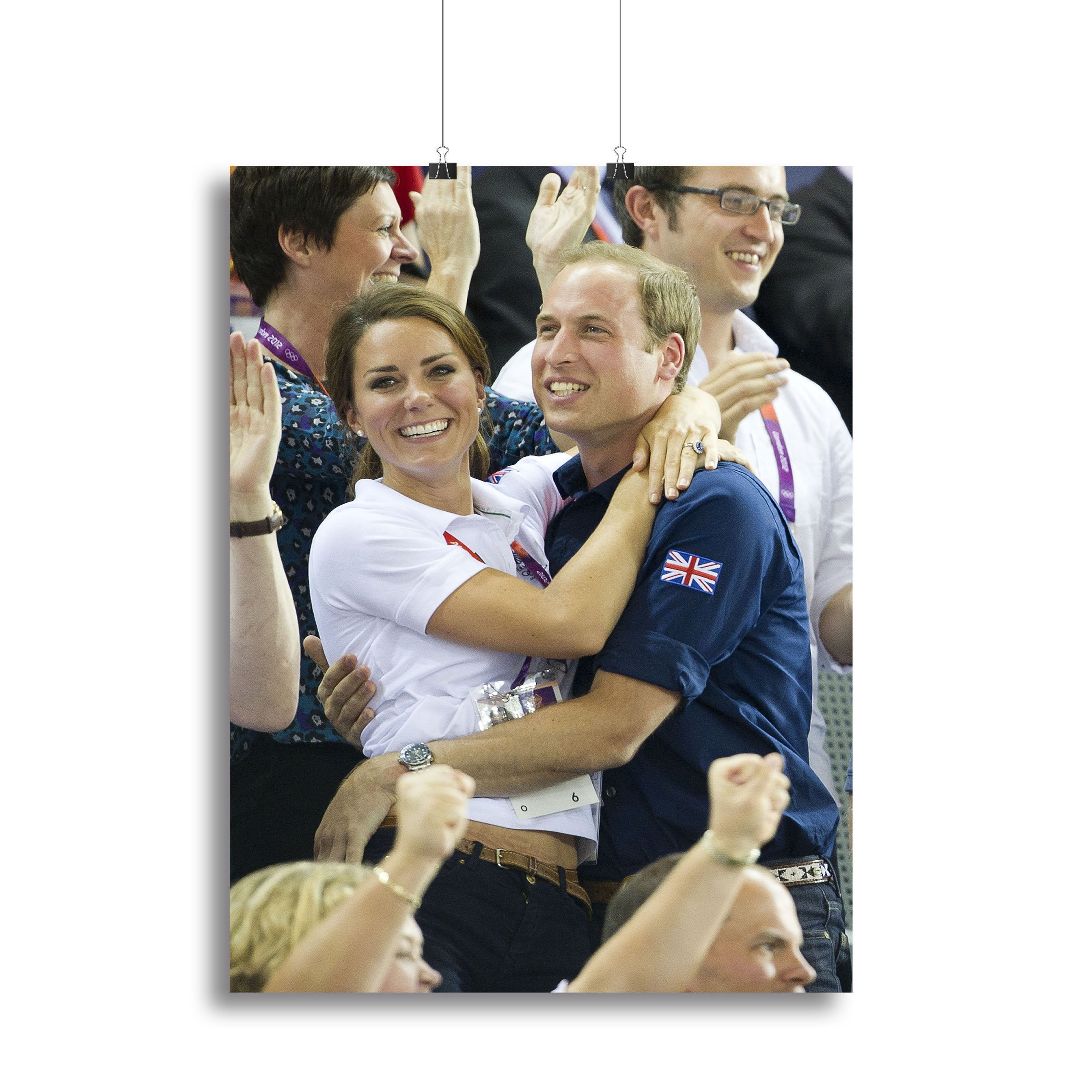 Prince William and Kate hugging at the 2012 Olympics Canvas Print or Poster