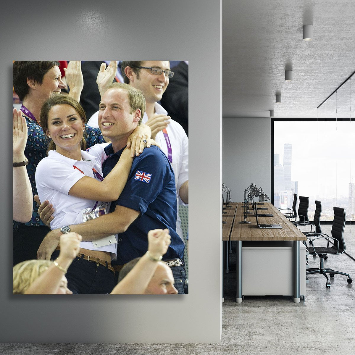 Prince William and Kate hugging at the 2012 Olympics Canvas Print or Poster