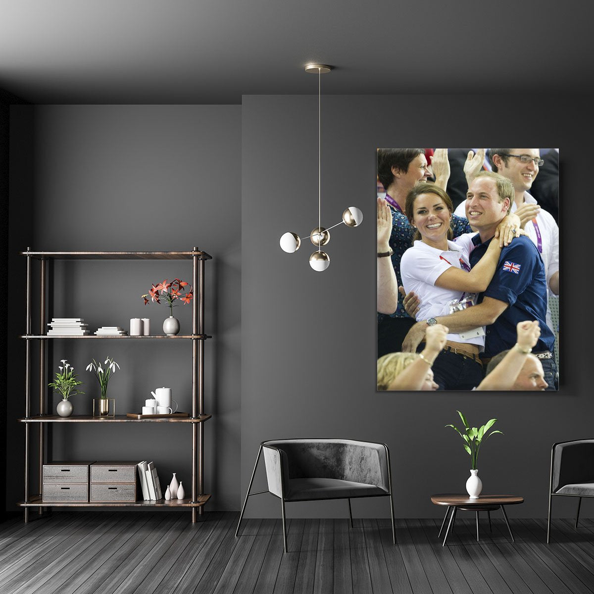 Prince William and Kate hugging at the 2012 Olympics Canvas Print or Poster