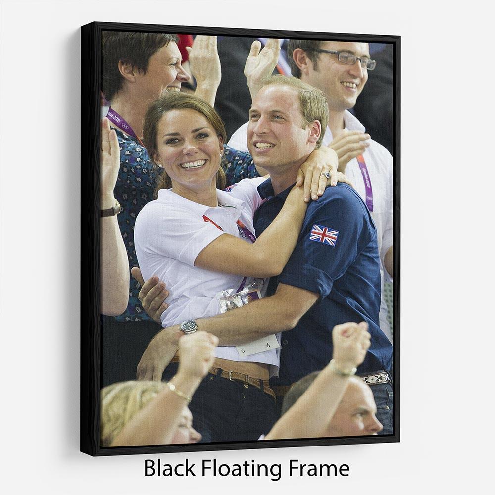 Prince William and Kate hugging at the 2012 Olympics Floating Frame Canvas