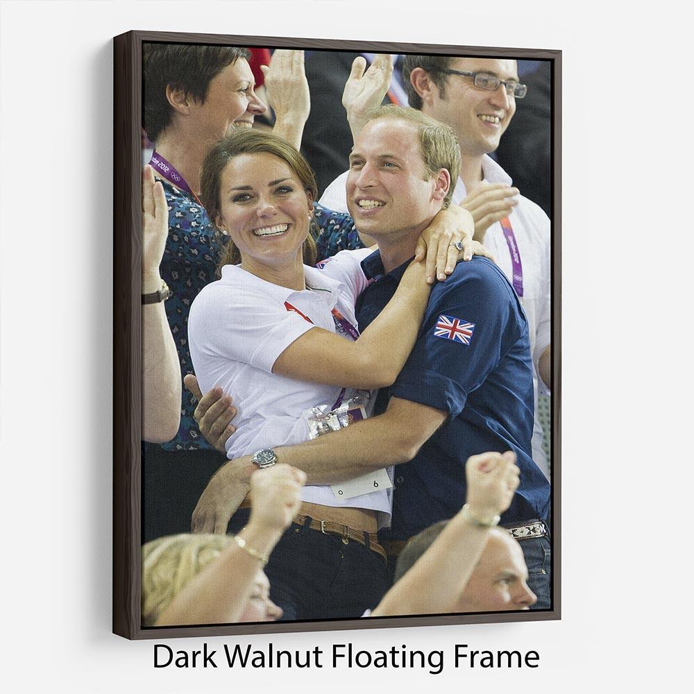 Prince William and Kate hugging at the 2012 Olympics Floating Frame Canvas