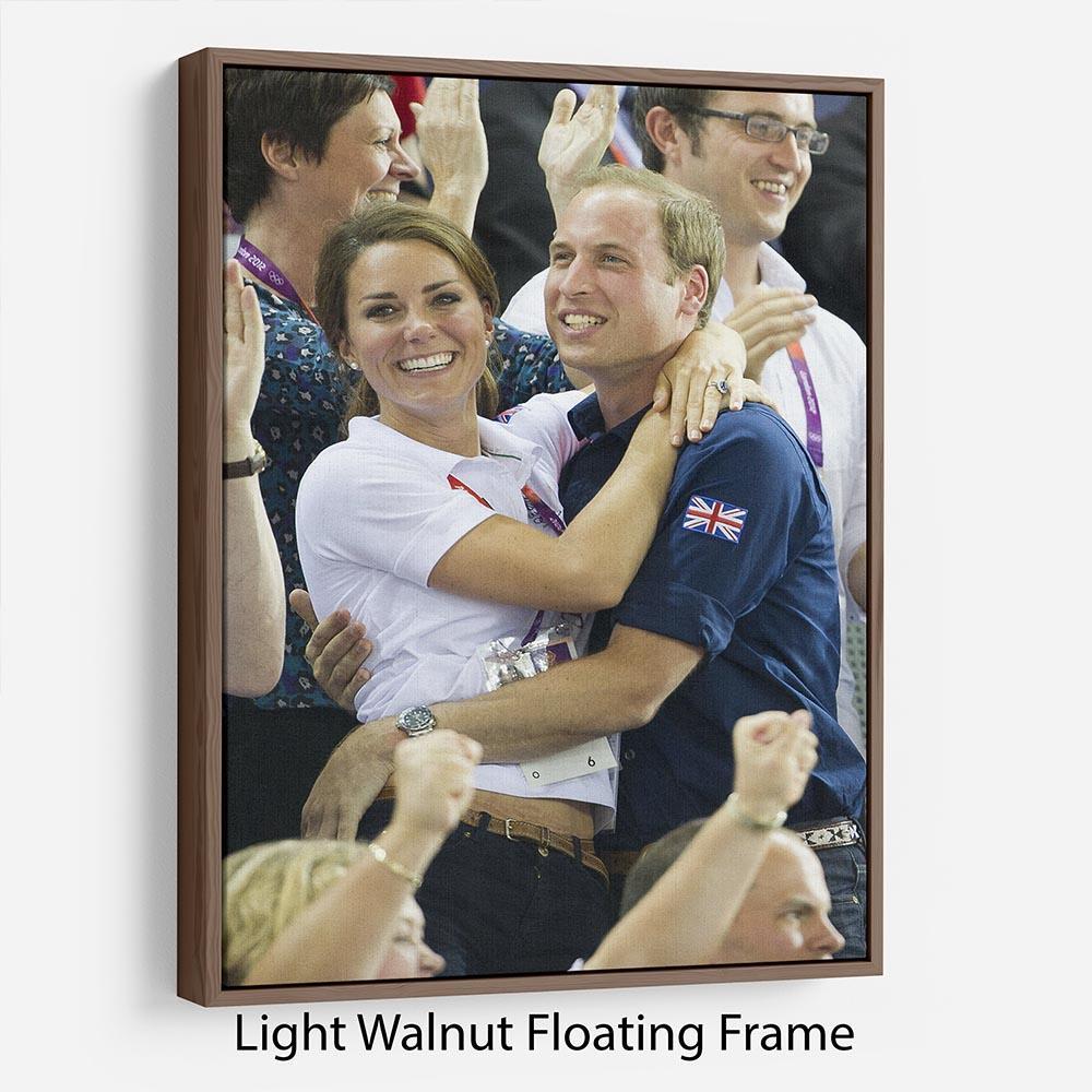 Prince William and Kate hugging at the 2012 Olympics Floating Frame Canvas