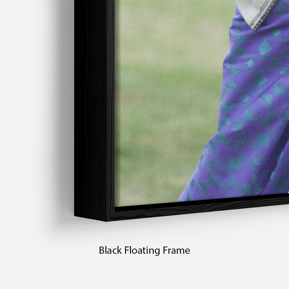 Prince William and Kate laughing trying archery in Bhutan Floating Frame Canvas