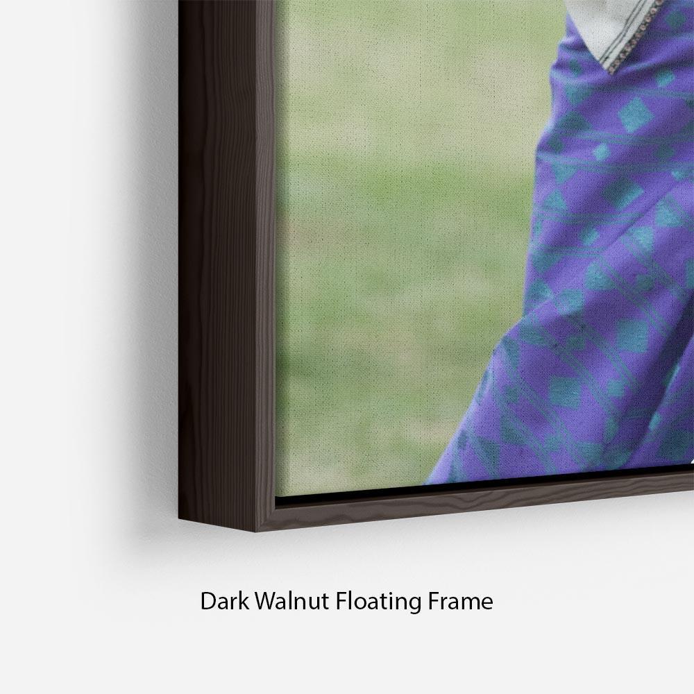 Prince William and Kate laughing trying archery in Bhutan Floating Frame Canvas
