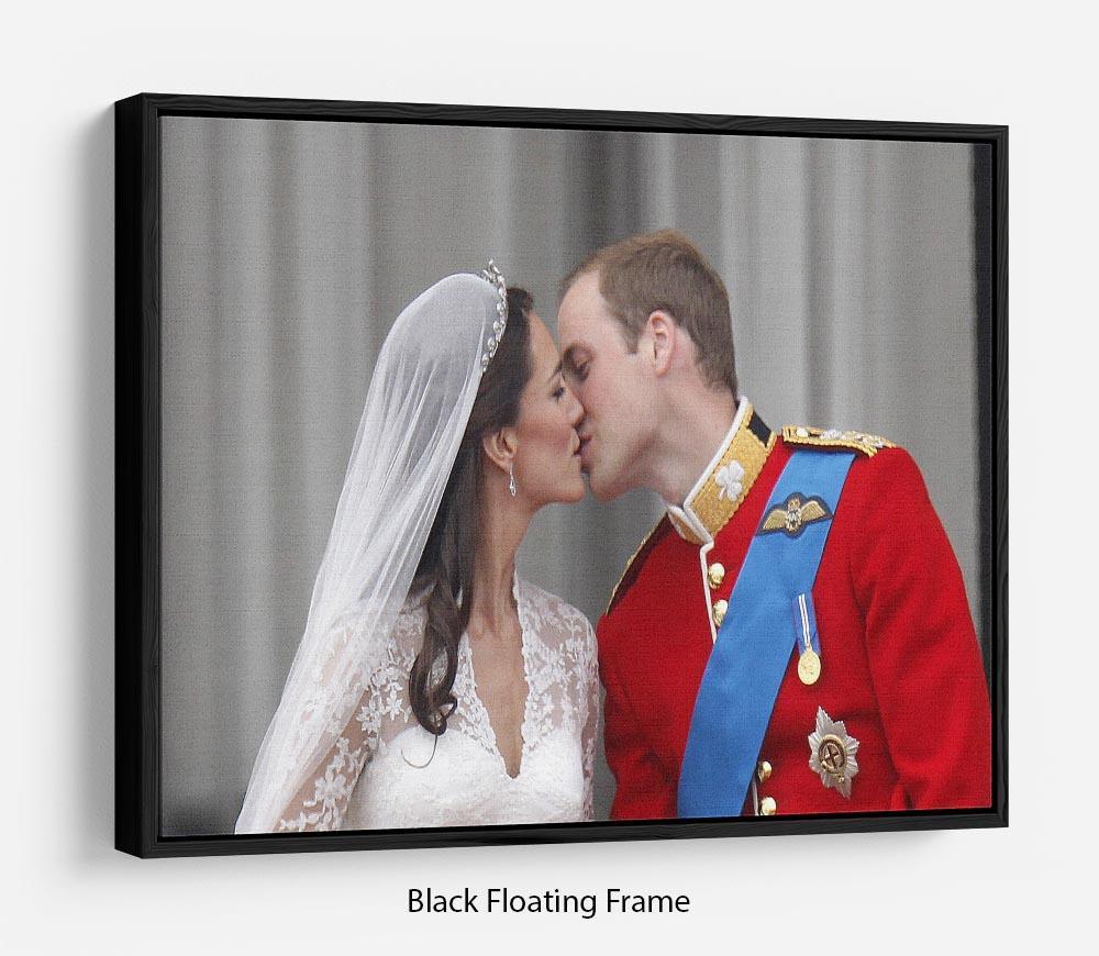 Prince William and Kate sharing a wedding kiss Floating Frame Canvas