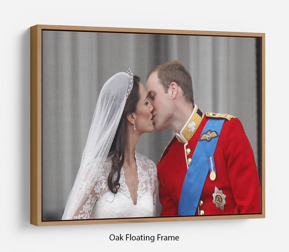 Prince William and Kate sharing a wedding kiss Floating Frame Canvas