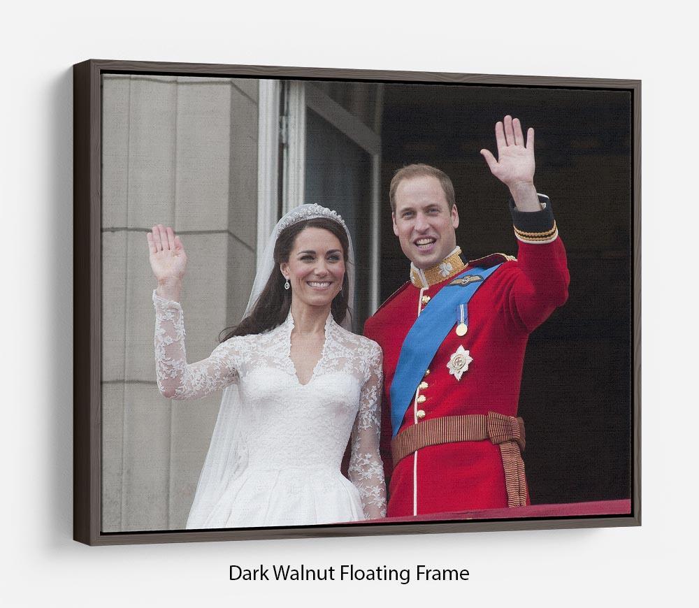 Prince William and Kate waving on their wedding day Floating Frame Canvas