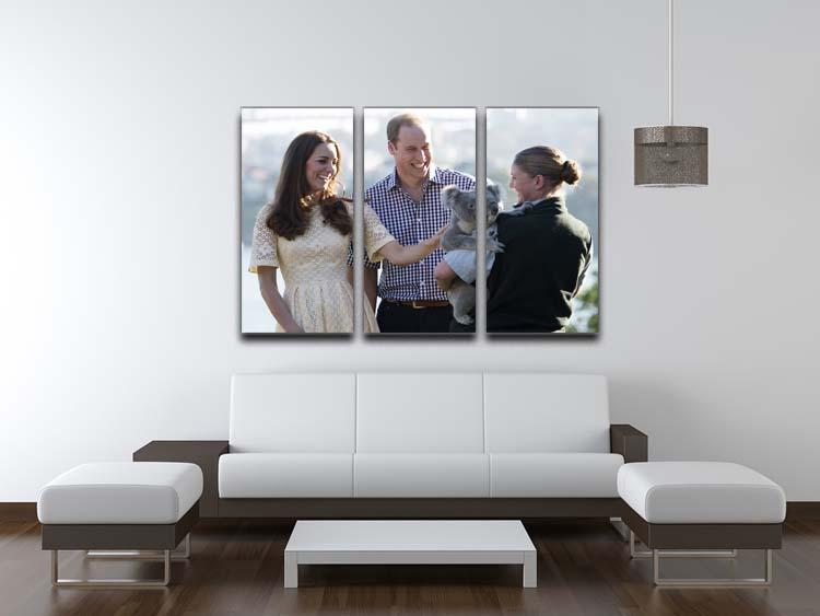 Prince William and Kate with a koala bear in Sydney Australia 3 Split Panel Canvas Print - Canvas Art Rocks - 3