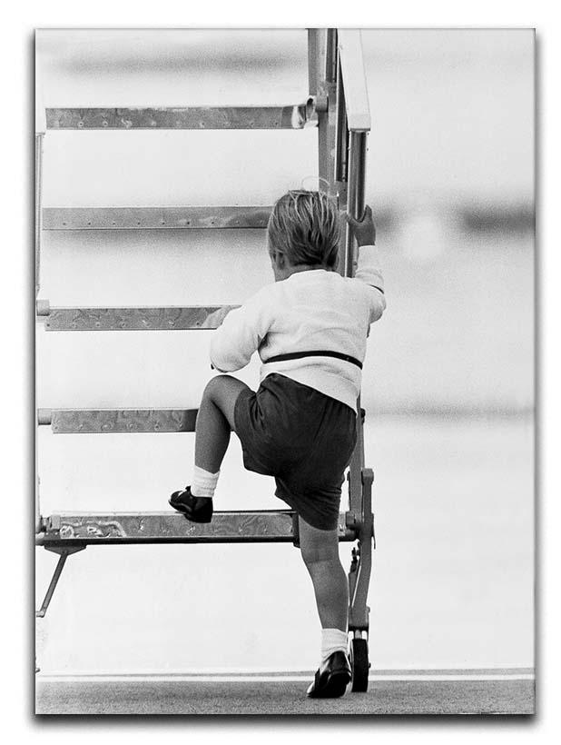 Prince William at Aberdeen Airport climbing stairs Canvas Print or Poster  - Canvas Art Rocks - 1