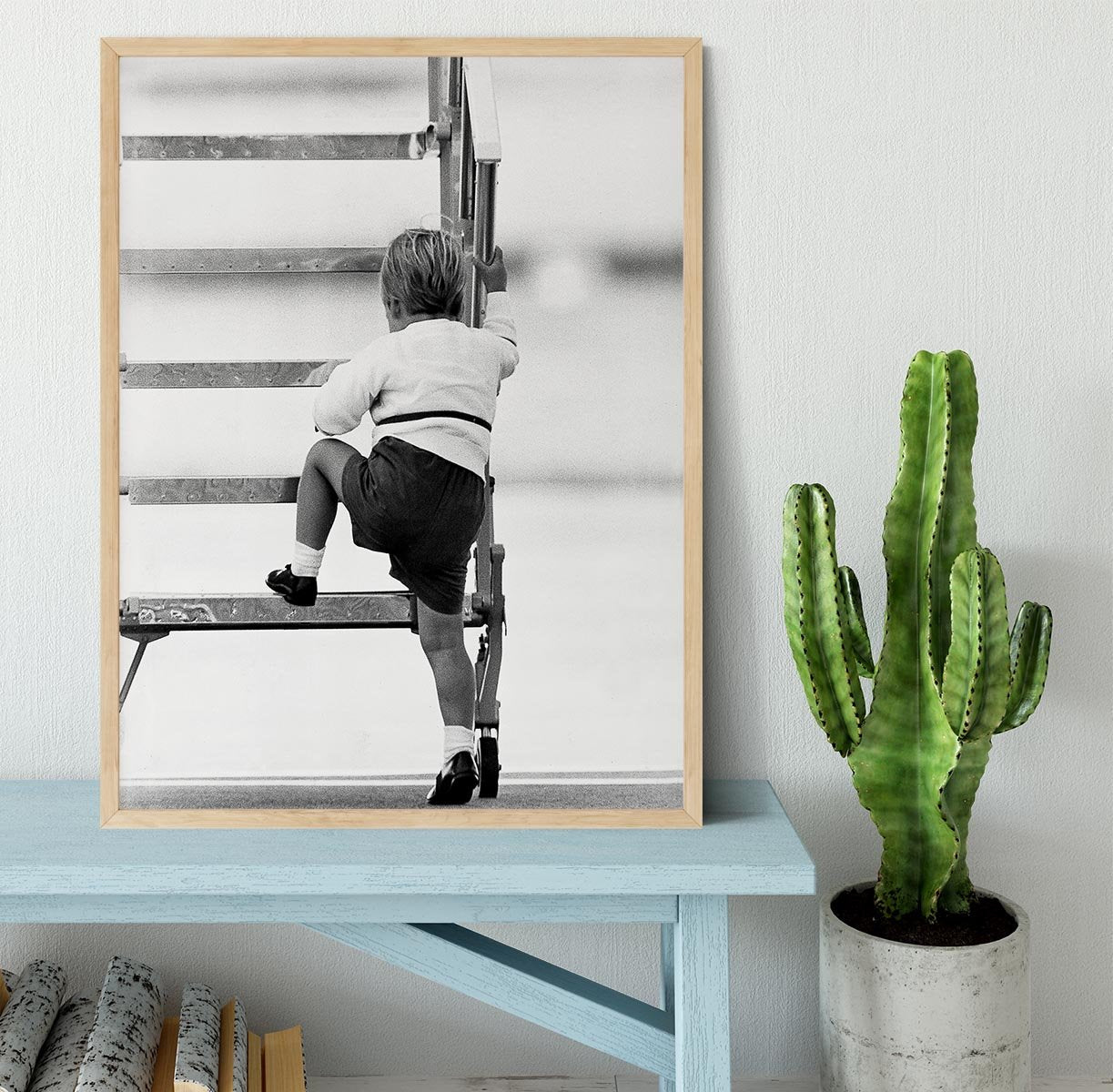 Prince William at Aberdeen Airport climbing stairs Framed Print - Canvas Art Rocks - 4