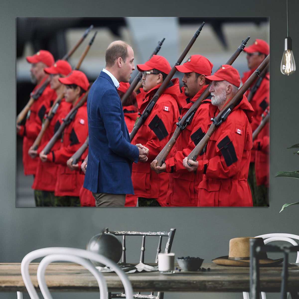 Prince William greeted by Canadian Rangers on Canadian tour Canvas Print or Poster