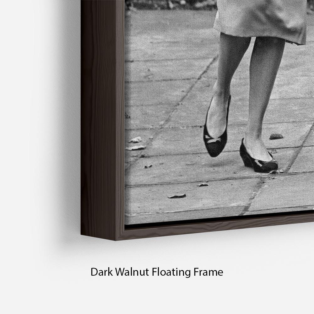 Prince William with Princess Diana dropping Harry at school Floating Frame Canvas