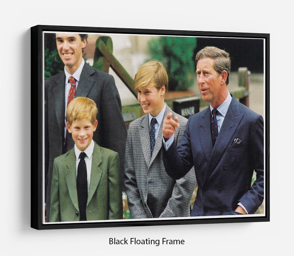 Prince Williams first day at Eton with Prince Charles Floating Frame Canvas