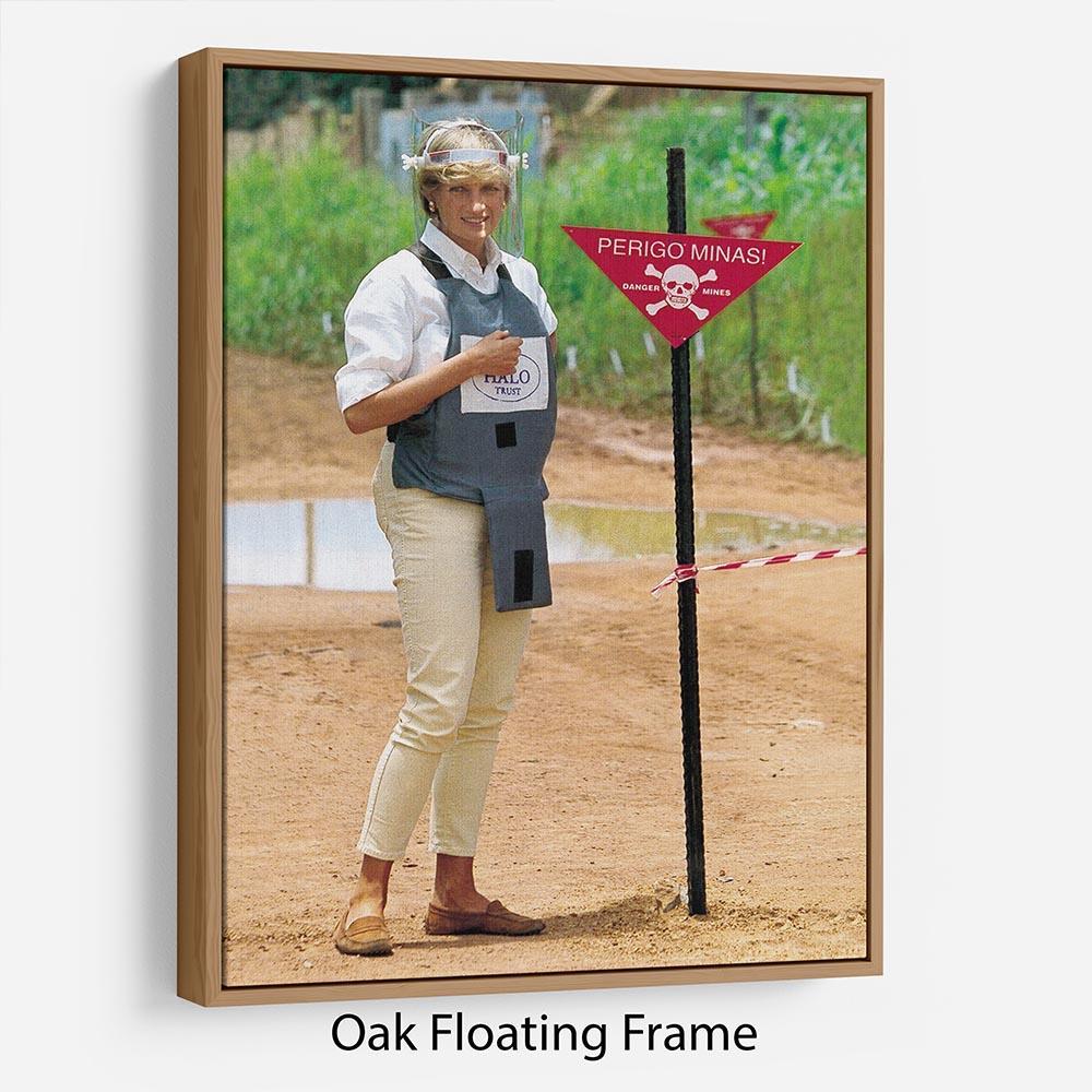 Princes Diana at a mine field in Angola for a Red Cross visit Floating Frame Canvas