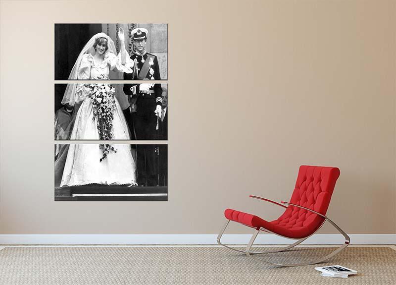 Princess Diana and Prince Charles at their wedding St Pauls 3 Split Panel Canvas Print - Canvas Art Rocks - 2