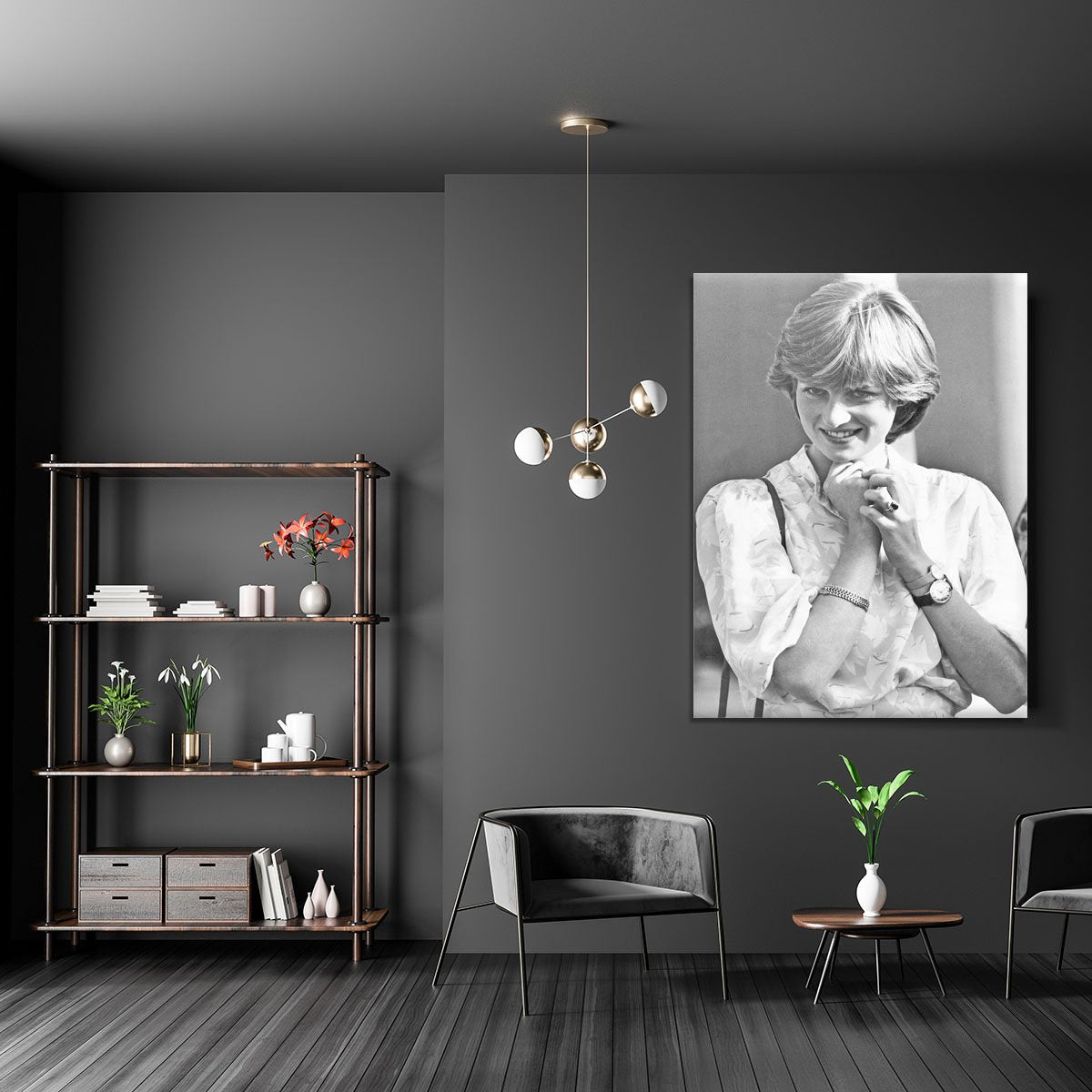 Princess Diana applauding Prince Charles playing polo Canvas Print or Poster