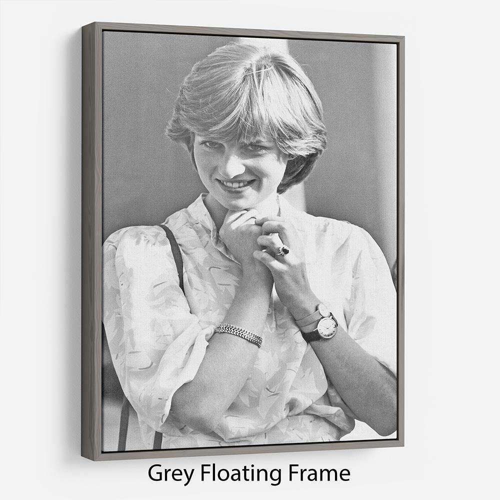 Princess Diana applauding Prince Charles playing polo Floating Frame Canvas