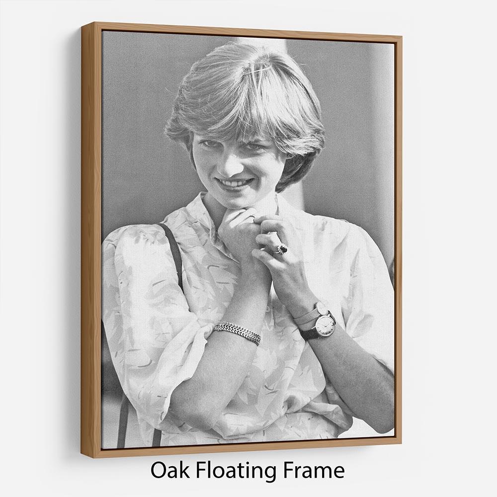 Princess Diana applauding Prince Charles playing polo Floating Frame Canvas