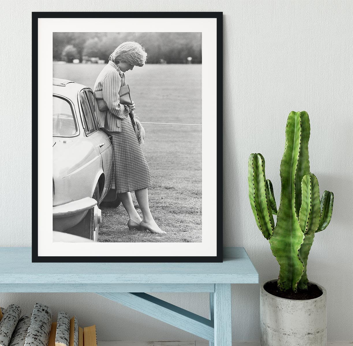 Princess Diana at a polo match Framed Print - Canvas Art Rocks - 1