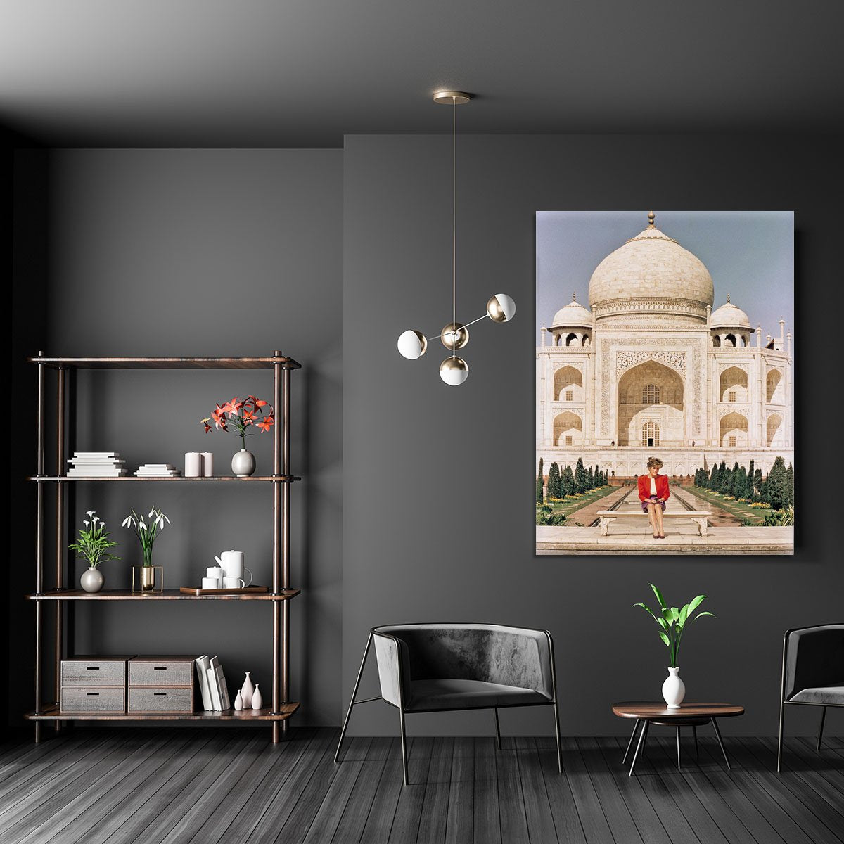 Princess Diana at the Taj Mahal in India Canvas Print or Poster