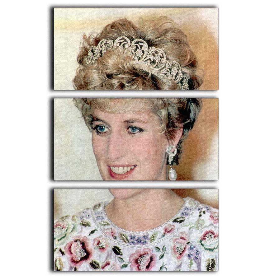 Princess Diana in a tiara at a dinner in Seoul South Korea 3 Split Panel Canvas Print - Canvas Art Rocks - 1