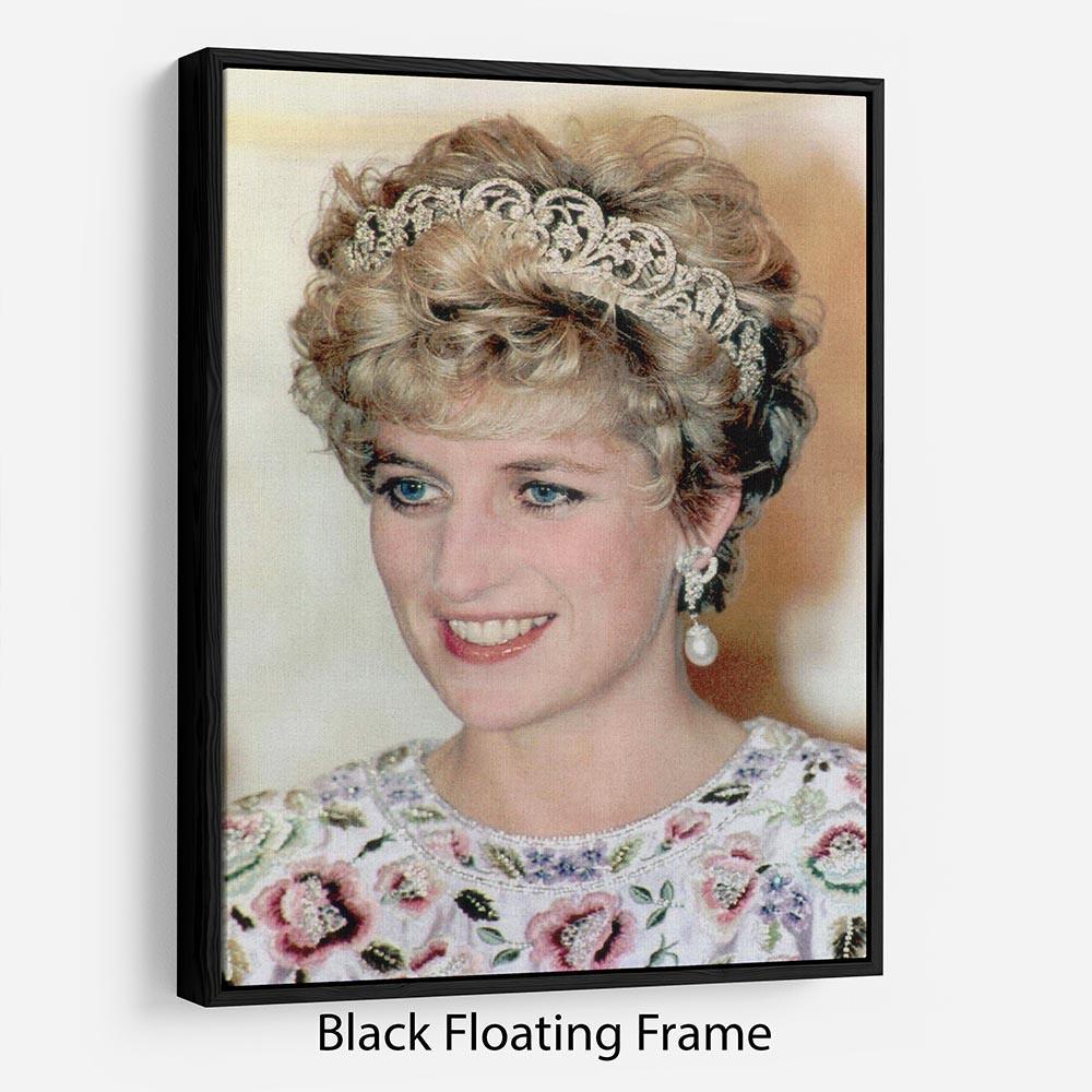 Princess Diana in a tiara at a dinner in Seoul South Korea Floating Frame Canvas