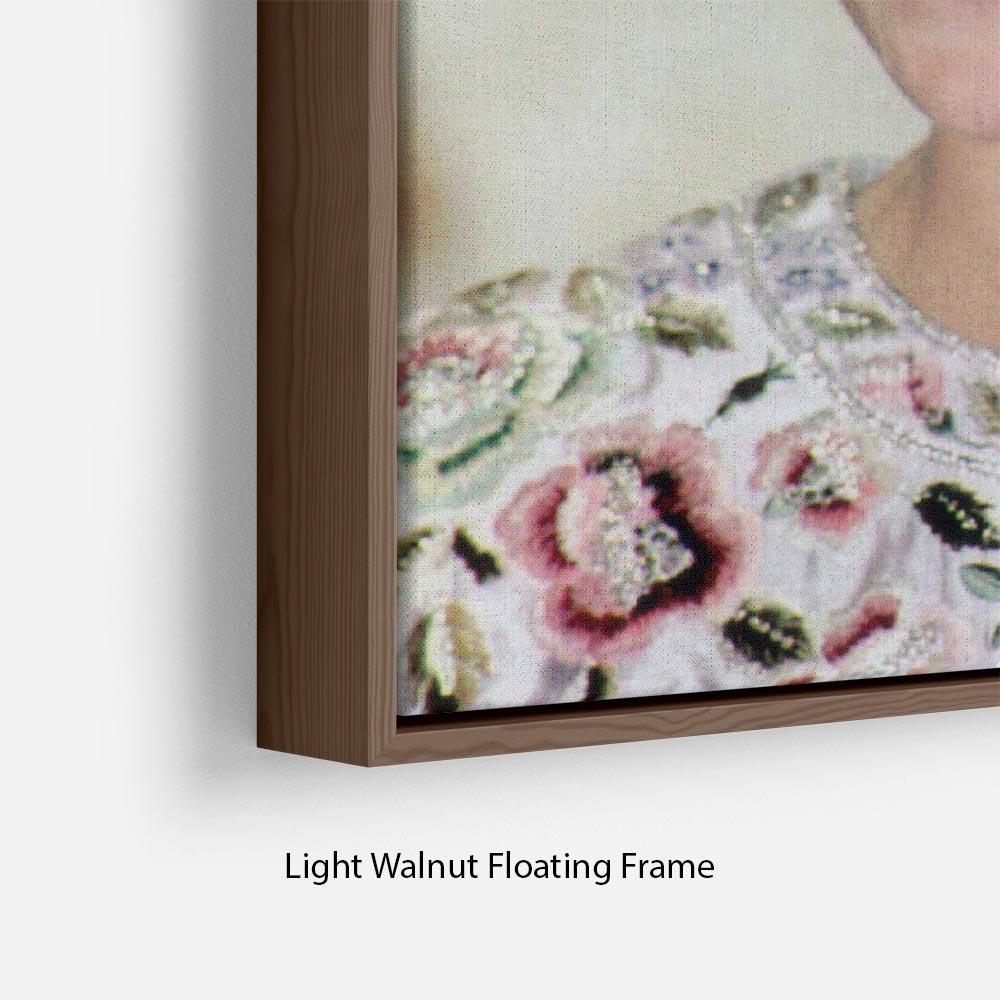 Princess Diana in a tiara at a dinner in Seoul South Korea Floating Frame Canvas