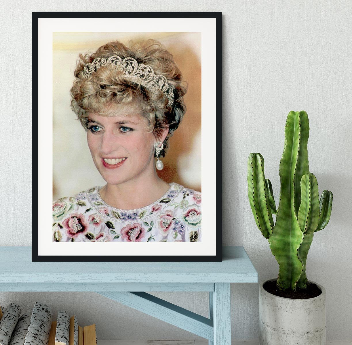 Princess Diana in a tiara at a dinner in Seoul South Korea Framed Print - Canvas Art Rocks - 1