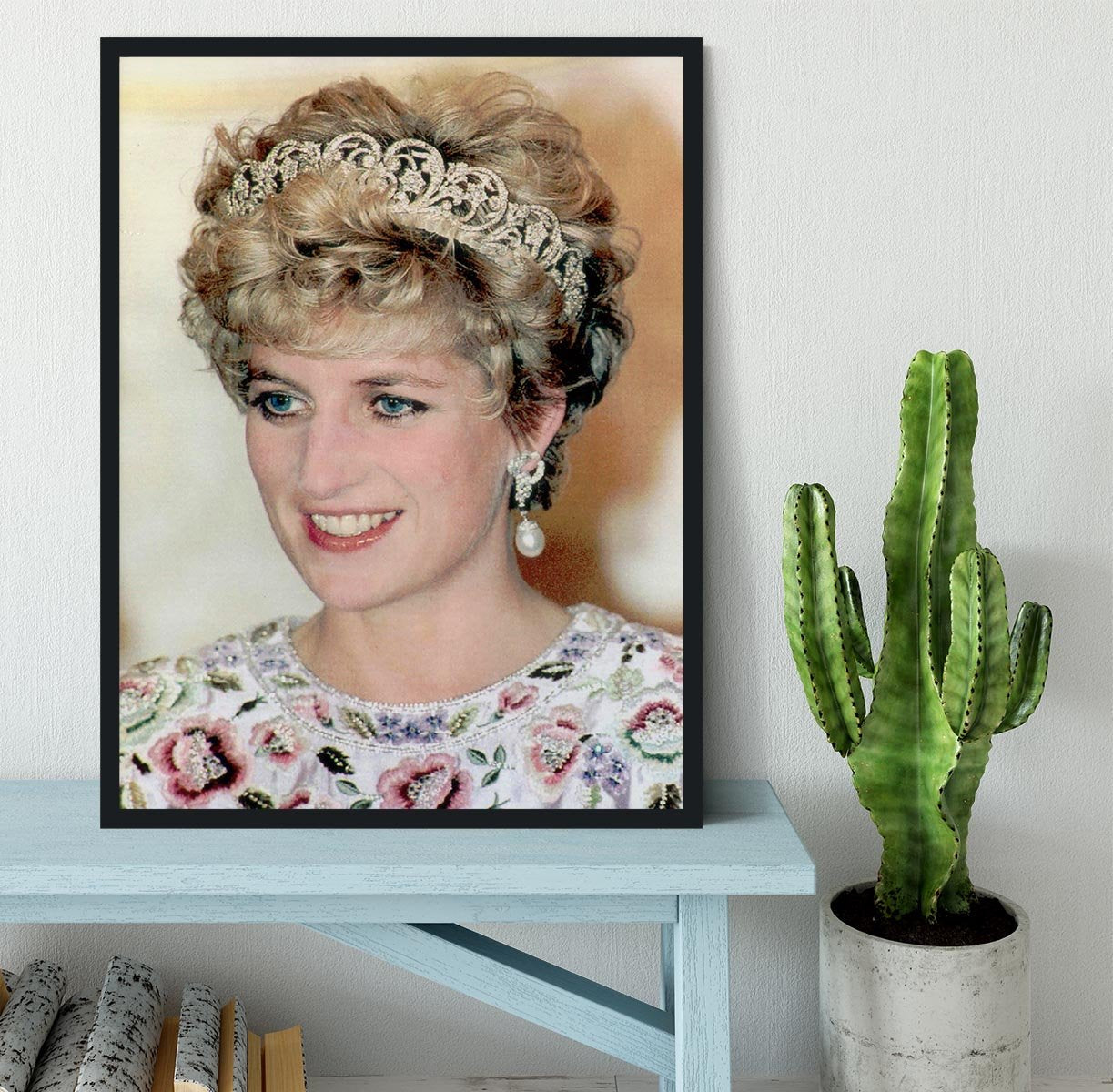 Princess Diana in a tiara at a dinner in Seoul South Korea Framed Print - Canvas Art Rocks - 2
