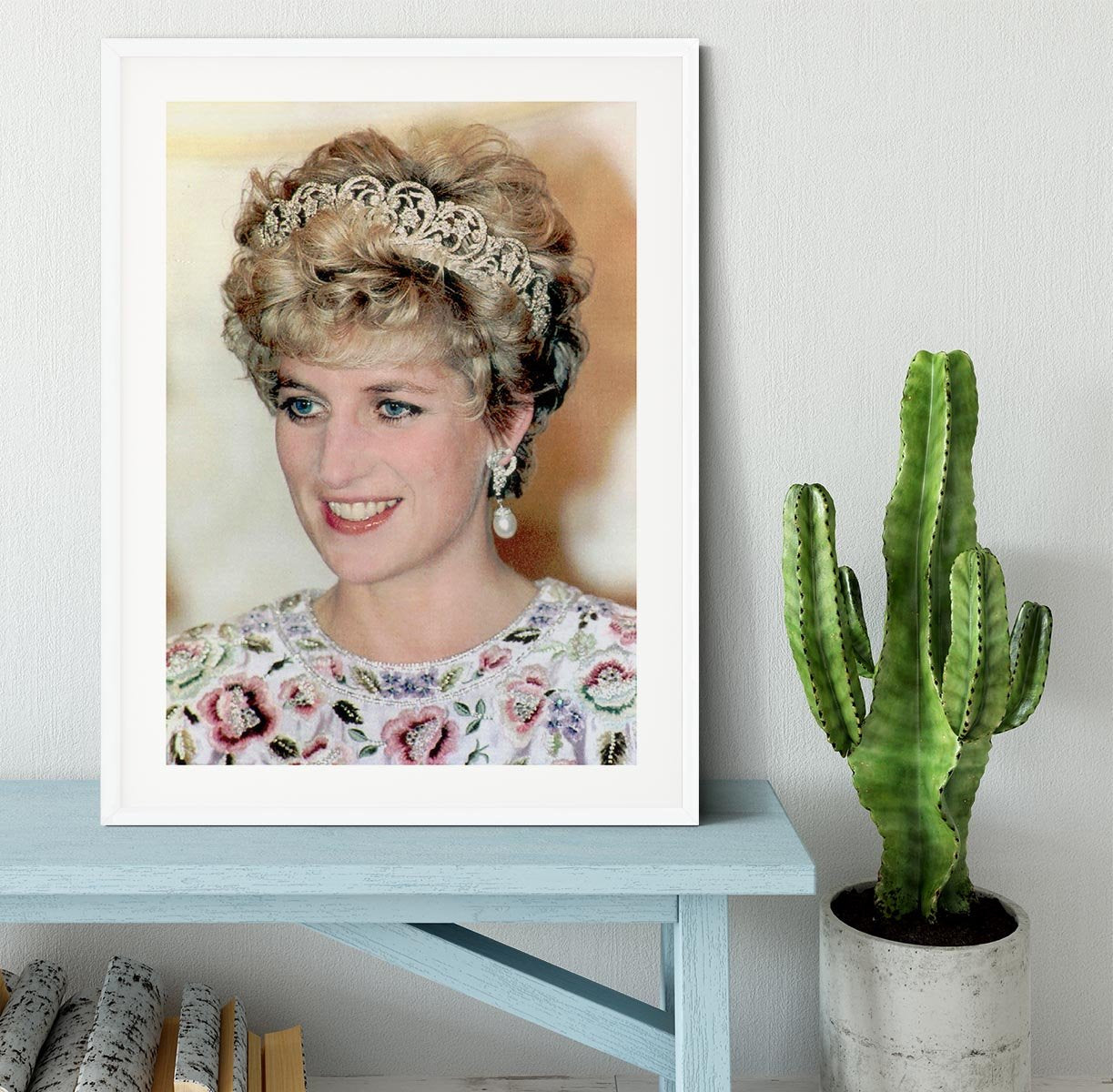 Princess Diana in a tiara at a dinner in Seoul South Korea Framed Print - Canvas Art Rocks - 5